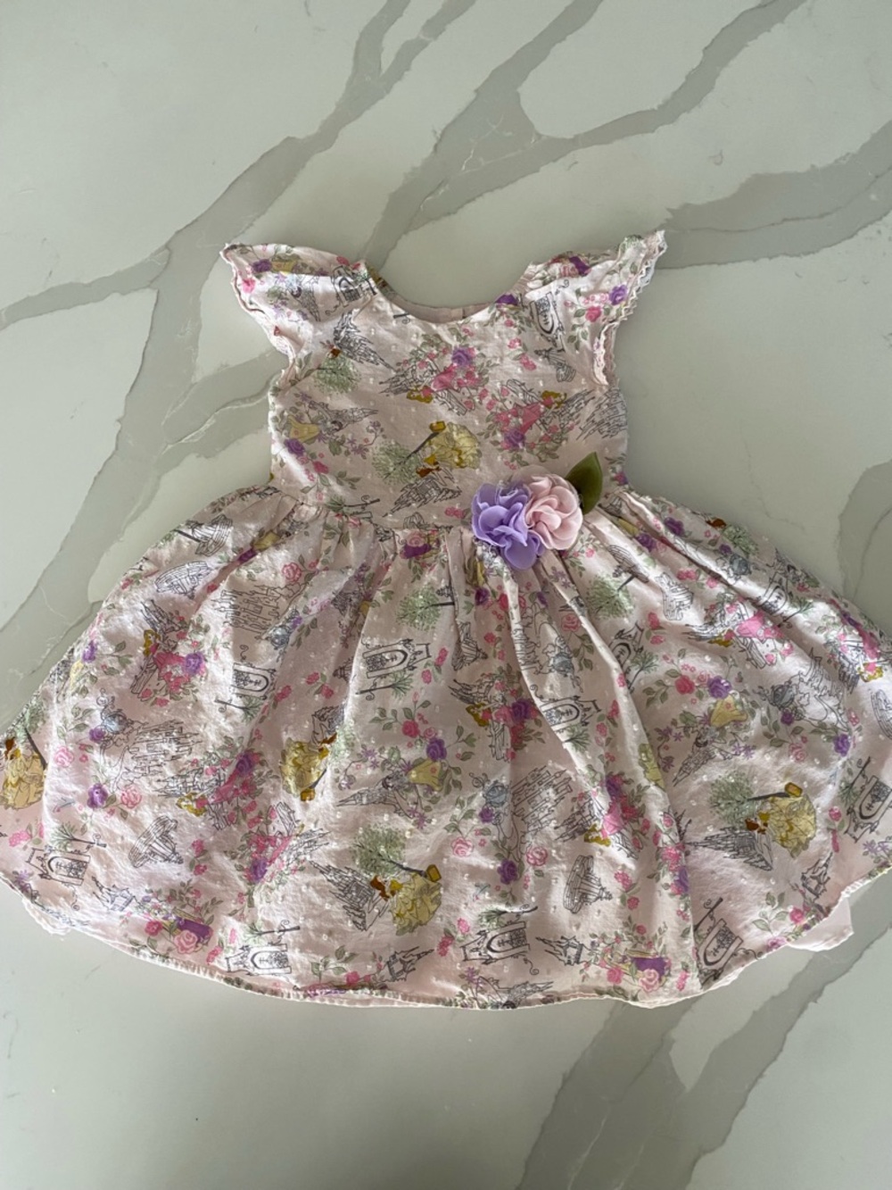 Disney Pippa & Julie Girls Disney Princess Floral Fit & Flare Dress 2T